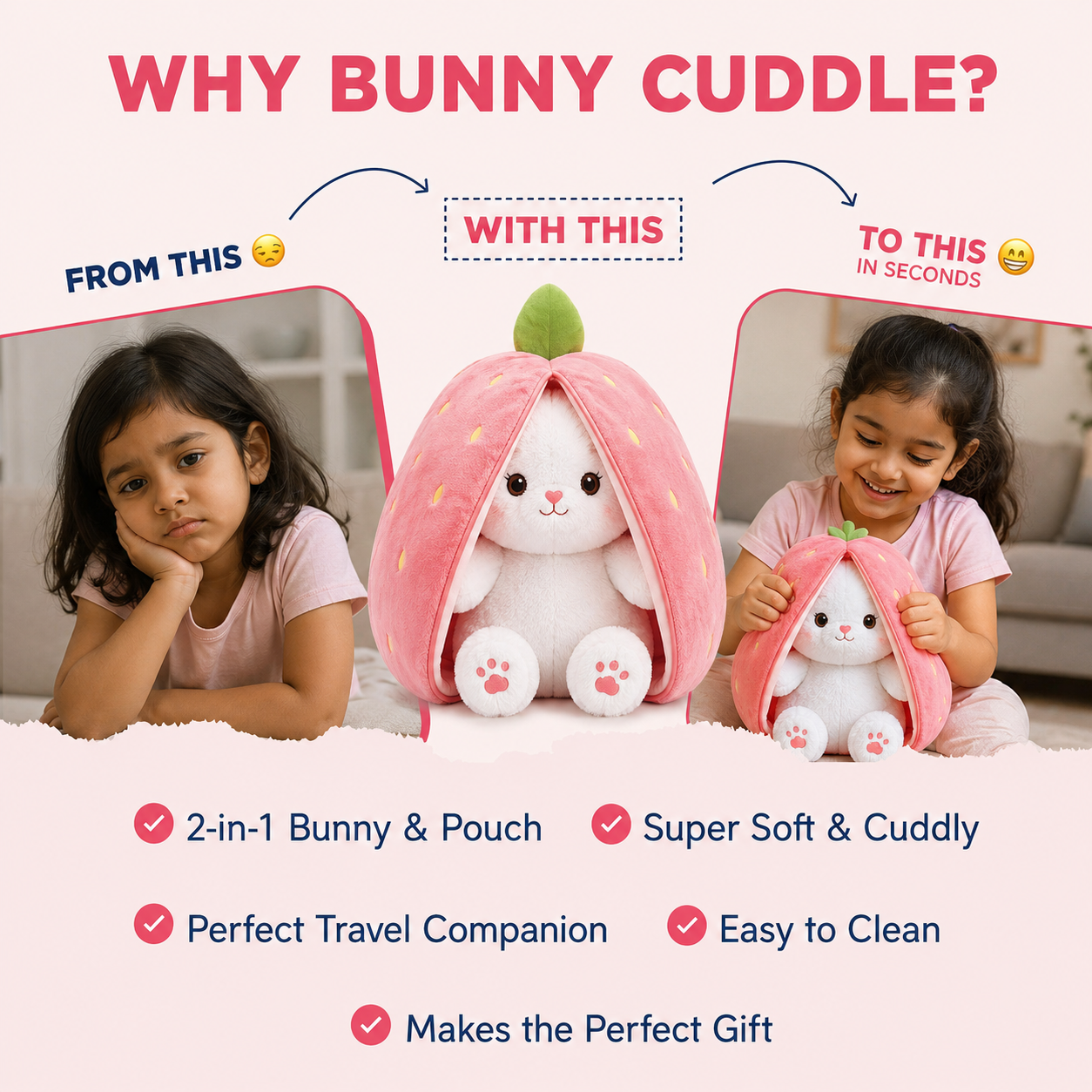 Strawberry Bunny Cuddle Toy