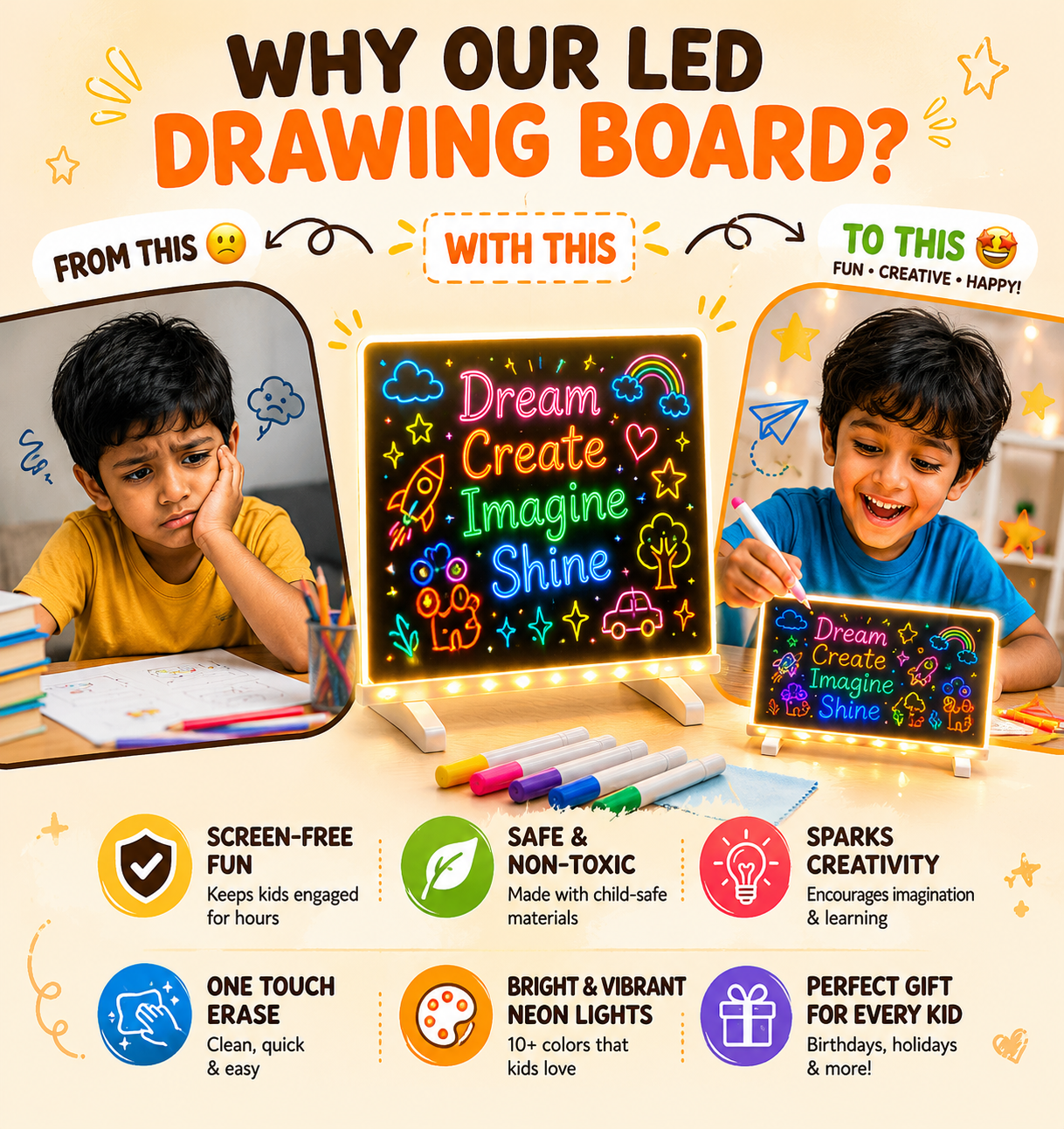 Magic Writing Display Magic Writing Board with Pen & Light – Desi Store