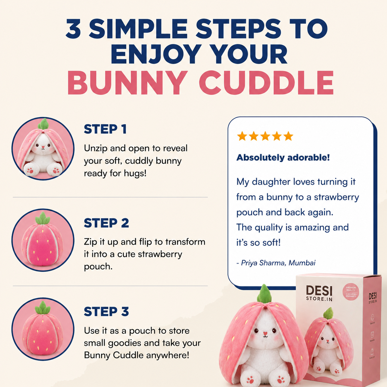 Strawberry Bunny Cuddle Toy