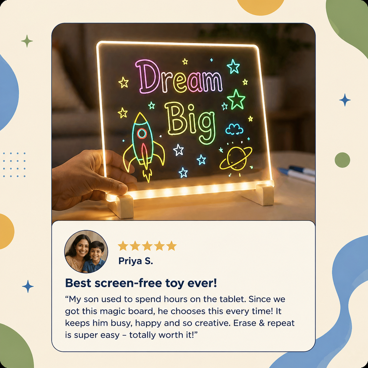 Magic Writing Display Magic Writing Board with Pen & Light – Desi Store