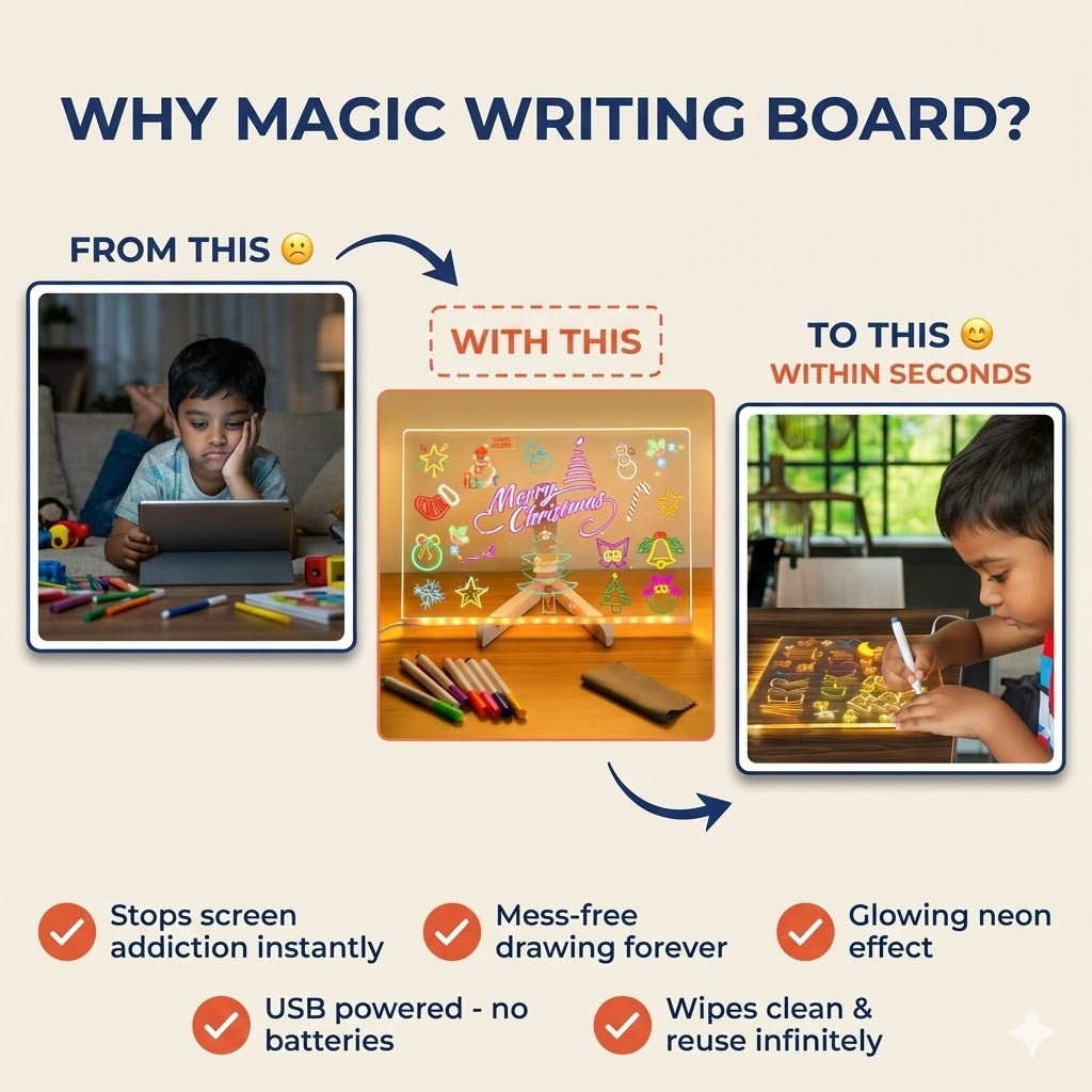 Magic Writing Display Magic Writing Board with Pen & Light – Desi Store