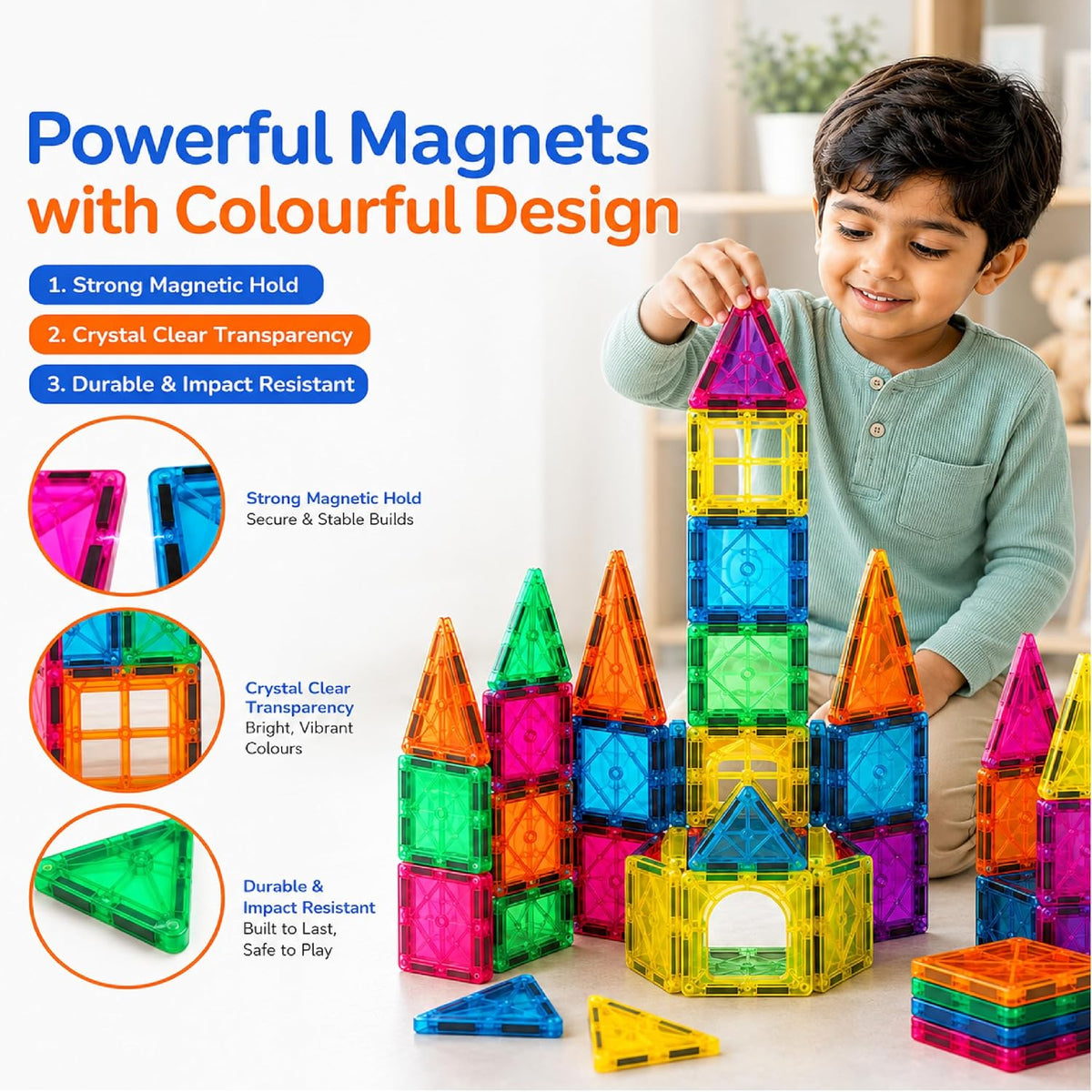 Magnetic Tiles (45 Pieces)