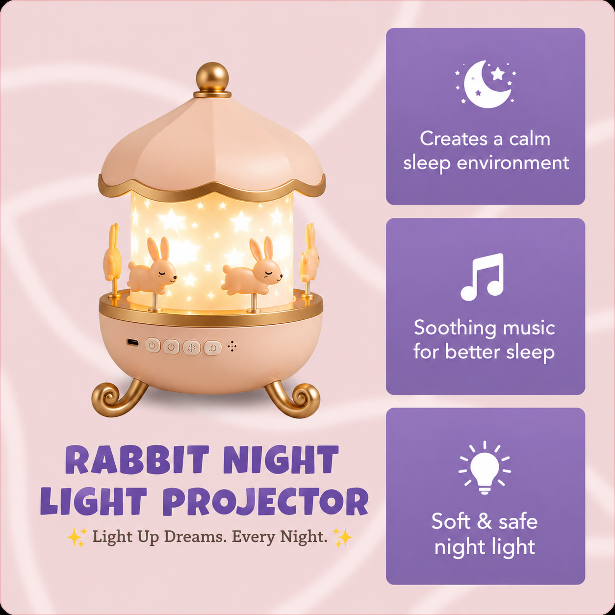 100% Safe Rabbit Night Light