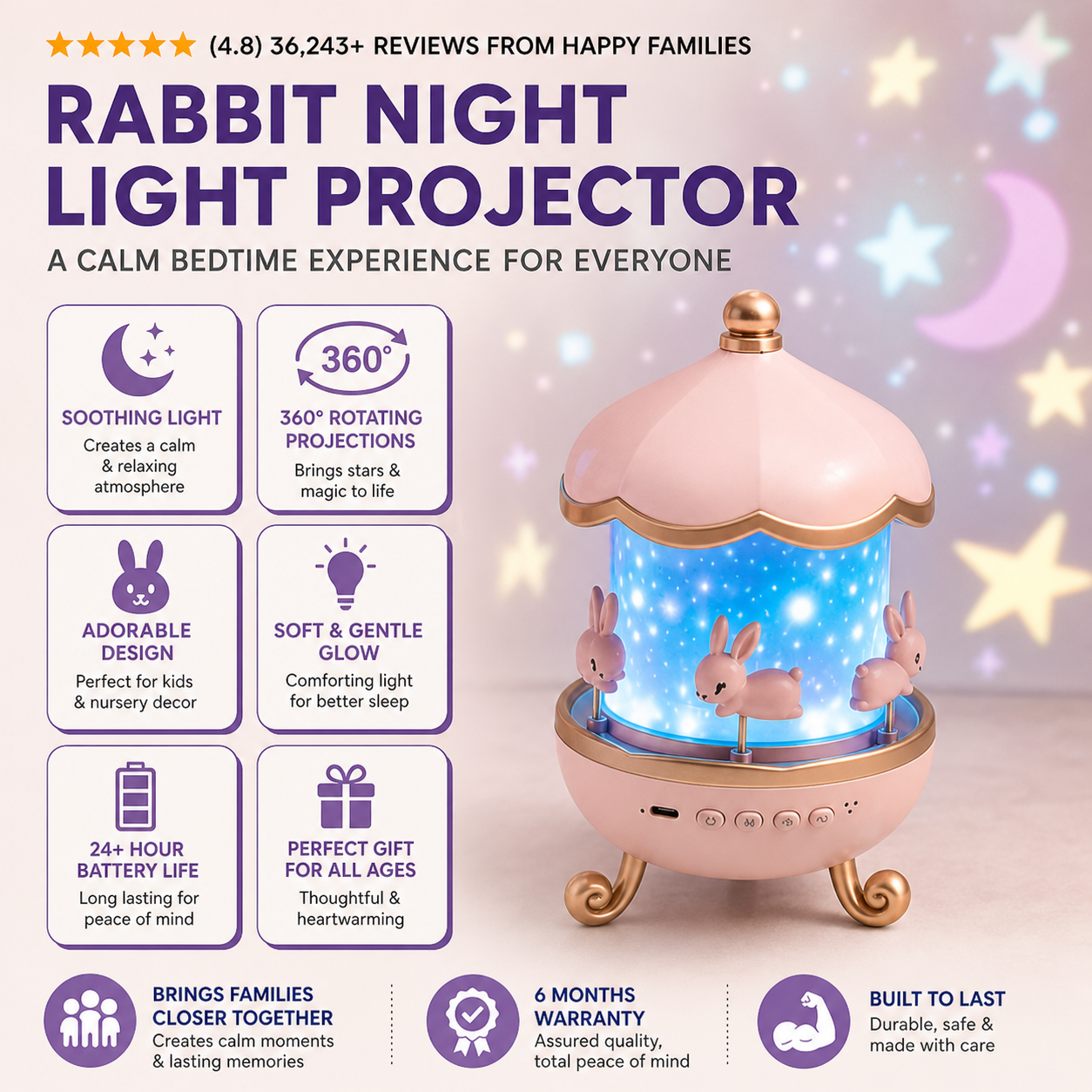 Rabbit Night Light Projector