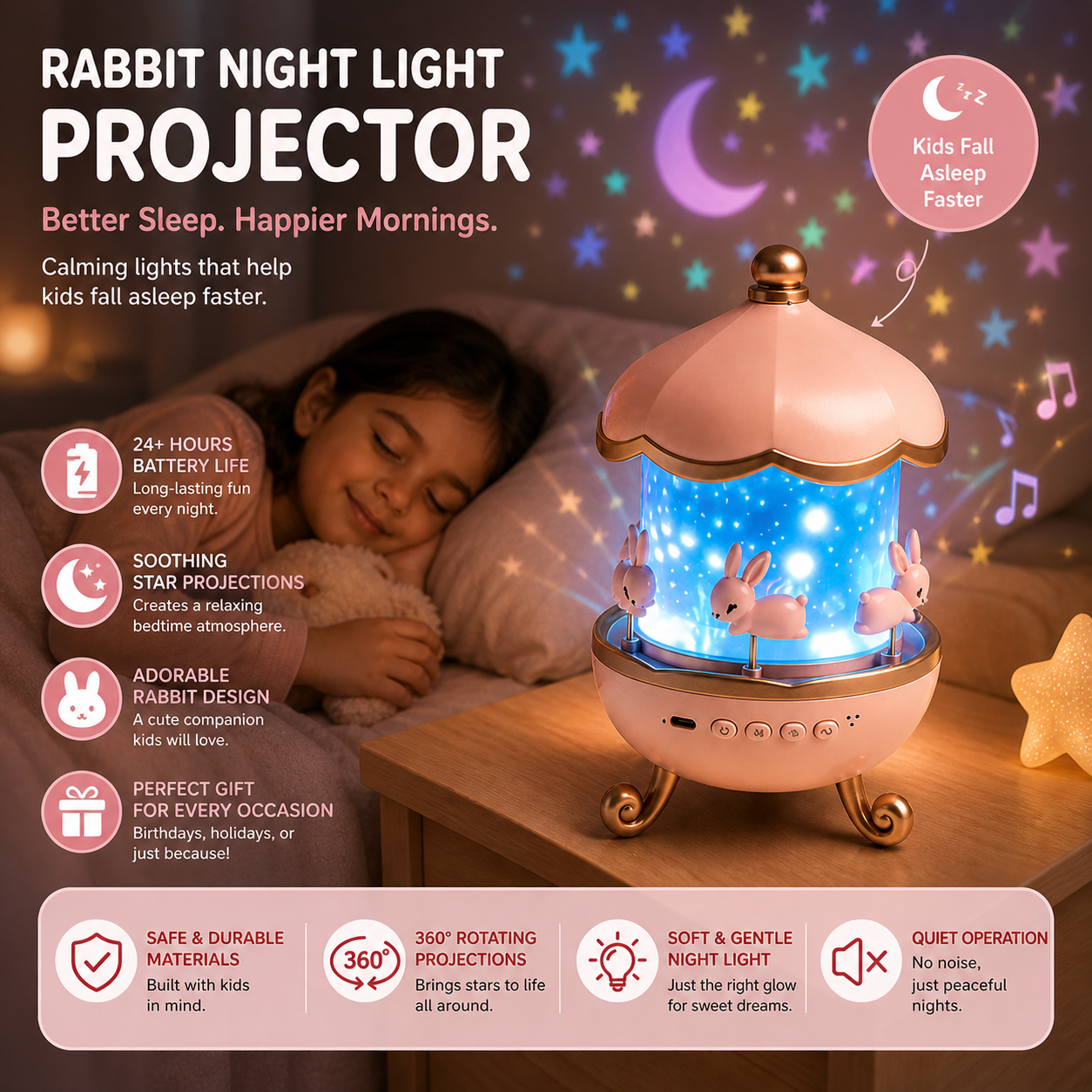 Rabbit Night Light Projector
