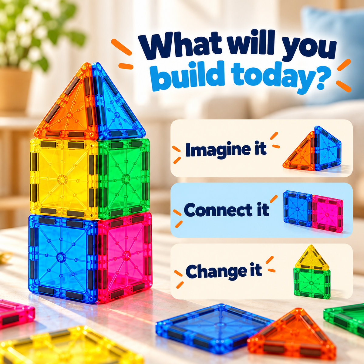 Magnetic Tiles (45 Pieces)